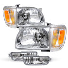 Chrome Headlights Assembly Lamps Bumper Lights Set For 2001-2004 Toyota Tacoma
