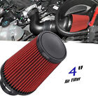 Red 4 Inch Inlet Truck Air Filter Dryflow Clamp-on Round Cone Air Intake Kit