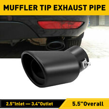 Black Car Exhaust Pipe Rear Tail Throat Muffler Tip 2.5 Inlet Auto Accessories