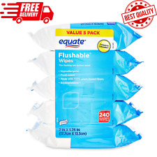 Equate Fresh Scent Flushable Wipes 5 Resealable Packs 240 Total Wipes