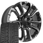 22 Inch Black Milled 84582669 Rims Tires Fit Chevy Tahoe Suburban Silverado