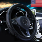 Black Leather Car Steering Wheel Cover Breathable Anti-slip Car Accessories Us