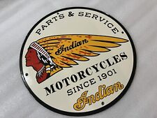 12in Indian Motorcycle Porcelain Enamel Sign Oil Dealer Service