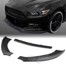 For 2015-2017 Ford Mustang Unpainted Black Front Bumper Spoiler Lip 3pcs