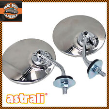 Pair Polished Stainless Steel Classic Vintage Car Convex Wing Mirrors Oe Spec