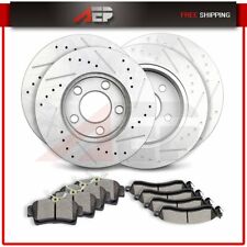 Front Rear Drilled Slotted Brake Rotors Ceramic Pads For Ford Mustang 1999- 2004