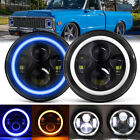 2x 7 Inch Round Led Headlights Blue Halo Hi-lo For Chevy C10 Camaro Pickup Truck
