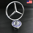 Chrome Front Hood Ornament Mounted Star Badge Emblem For Mercedes-benz C E S Amg