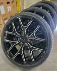 26 Inch Black Milled Replica 288 G04 Wheels Tires Sierra Snowflake 24 28