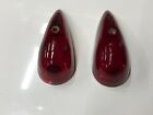 Pair Red Dietz 533 Vintage Marker Lamp Glass Lens Old Fire Truck Cab Light Bus