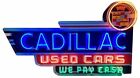 Cadillac Used Cars Neon Advertising Metal Sign Not Real Neon