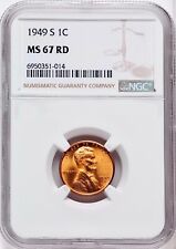 1949-s Lincoln Wheat Cent Ngc Ms67 Rd Lustrous Fiery Red Pcgs List Price 225.00