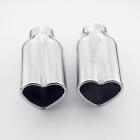 Pair Heart Shaped Exhaust Tips Rolled Edage 1.9 Inlet 6 Long Stainless Steel