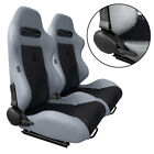 2 Tanaka Gray Pvc Leather Suede Racing Seat Reclinable Slider For Ford Ranger