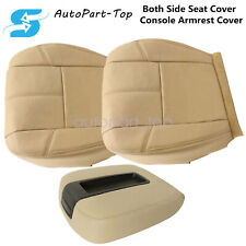Console Armrest Cover Bottom Leather Seat Cover For 07-14 Silverado Sierra Tan